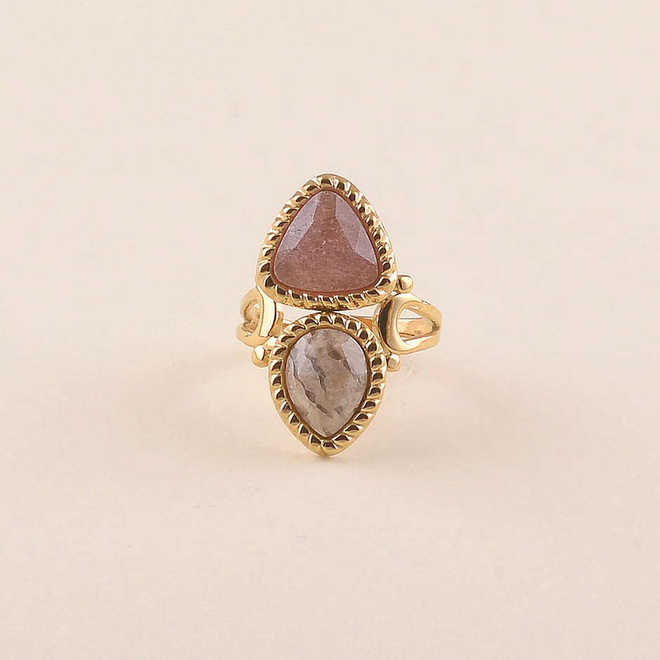 Bague ZOELLA – Nacre, Améthyste, Sodalite ou Quartz Fraise