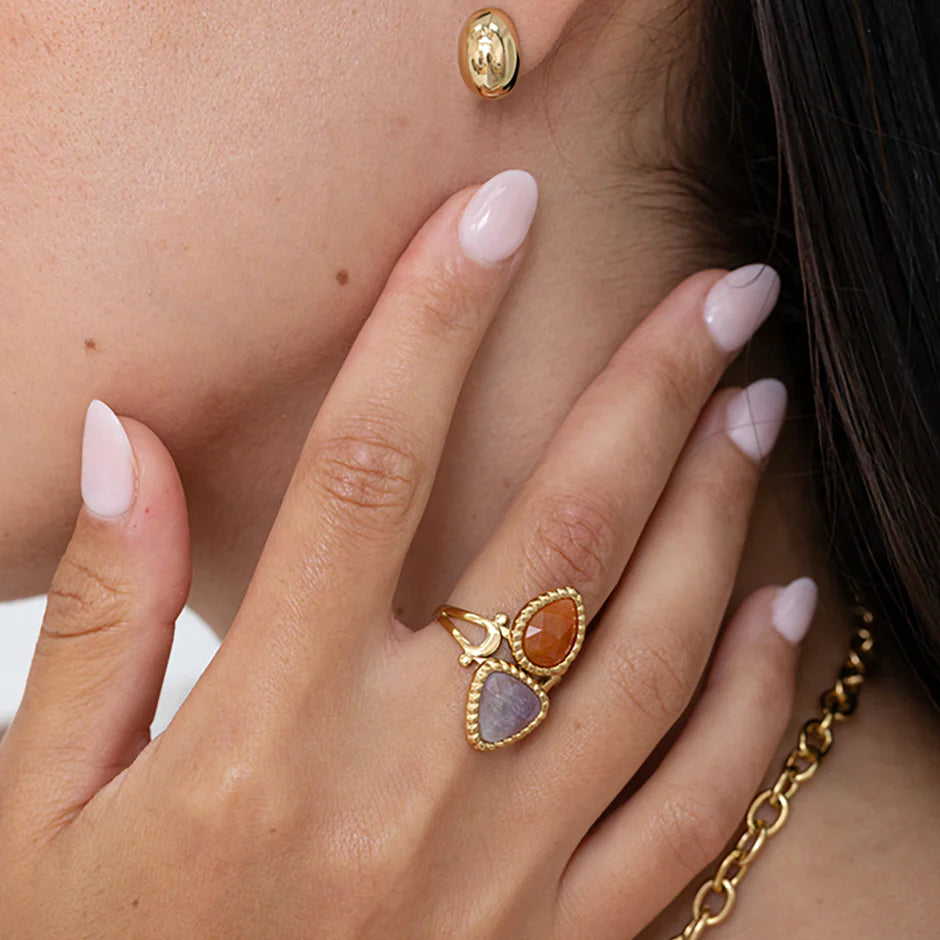 Bague ZOELLA – Nacre, Améthyste, Sodalite ou Quartz Fraise